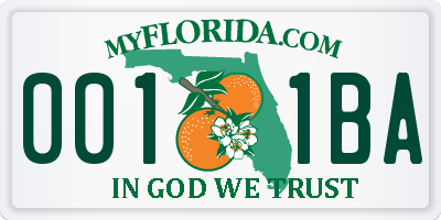 FL license plate 0011BA