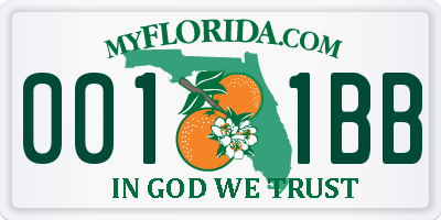 FL license plate 0011BB