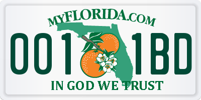 FL license plate 0011BD