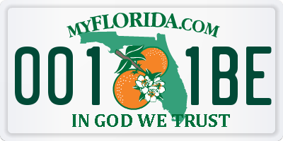 FL license plate 0011BE