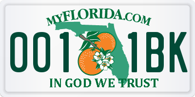FL license plate 0011BK