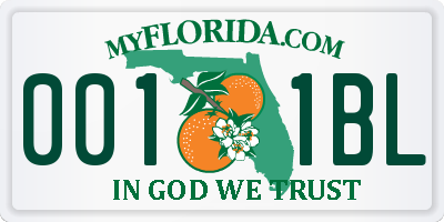 FL license plate 0011BL