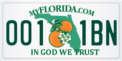 FL license plate 0011BN