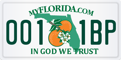 FL license plate 0011BP