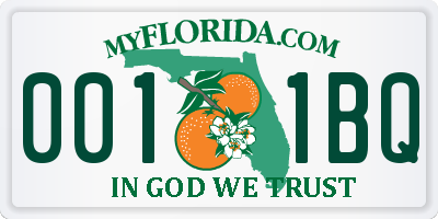 FL license plate 0011BQ