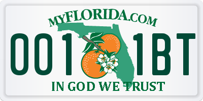 FL license plate 0011BT