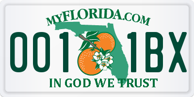 FL license plate 0011BX