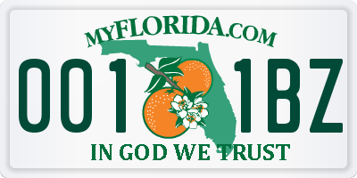 FL license plate 0011BZ