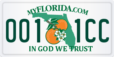 FL license plate 0011CC