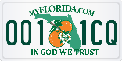 FL license plate 0011CQ