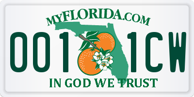 FL license plate 0011CW