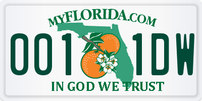 FL license plate 0011DW