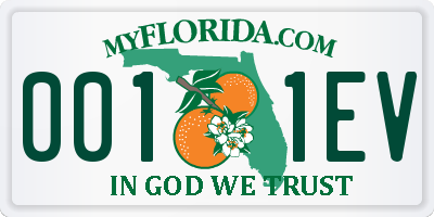 FL license plate 0011EV