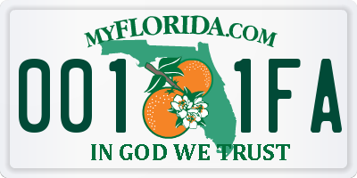 FL license plate 0011FA