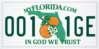 FL license plate 0011GE