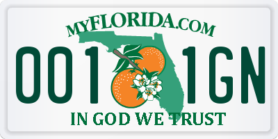 FL license plate 0011GN