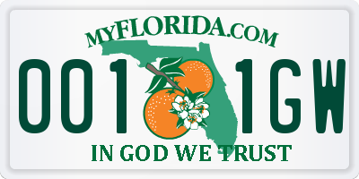 FL license plate 0011GW