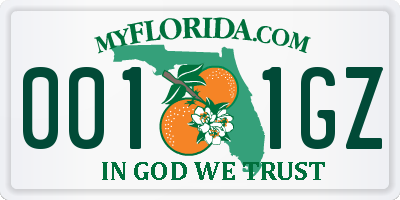 FL license plate 0011GZ