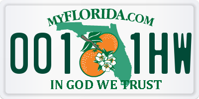 FL license plate 0011HW