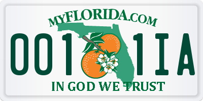 FL license plate 0011IA