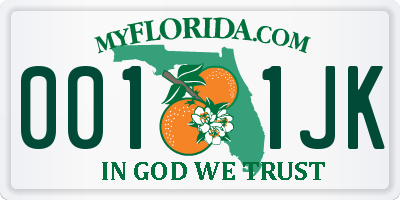 FL license plate 0011JK