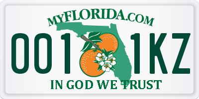 FL license plate 0011KZ