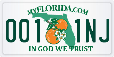 FL license plate 0011NJ