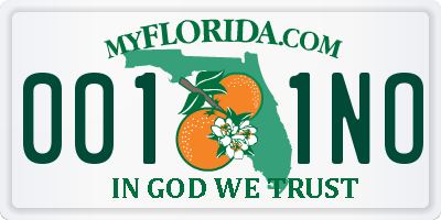 FL license plate 0011NO