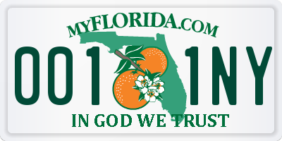 FL license plate 0011NY