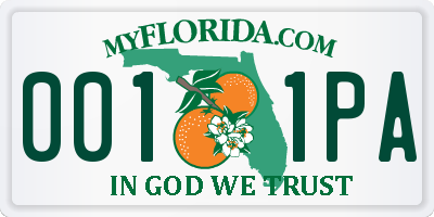 FL license plate 0011PA