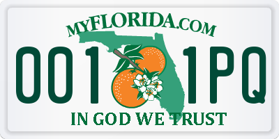FL license plate 0011PQ