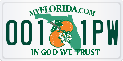 FL license plate 0011PW