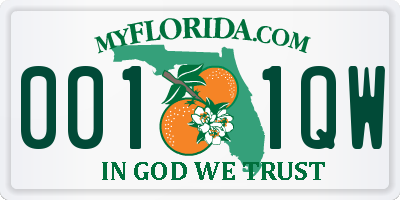 FL license plate 0011QW