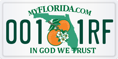 FL license plate 0011RF