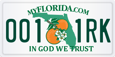 FL license plate 0011RK