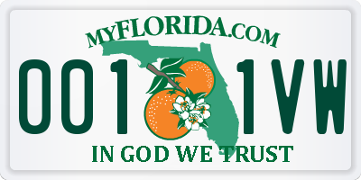 FL license plate 0011VW