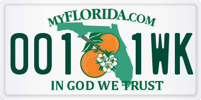 FL license plate 0011WK