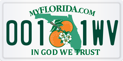 FL license plate 0011WV