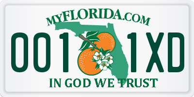 FL license plate 0011XD