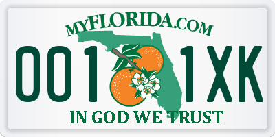 FL license plate 0011XK