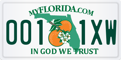 FL license plate 0011XW
