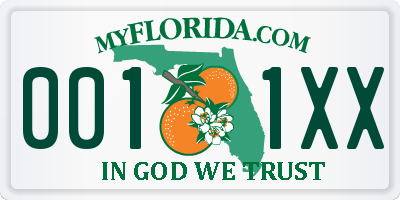 FL license plate 0011XX