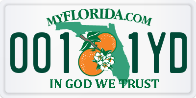 FL license plate 0011YD