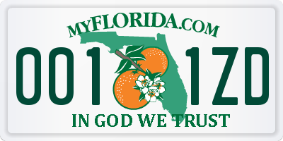 FL license plate 0011ZD