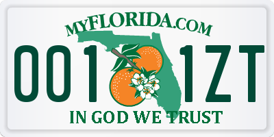 FL license plate 0011ZT