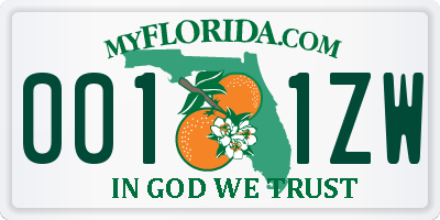 FL license plate 0011ZW