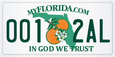 FL license plate 0012AL
