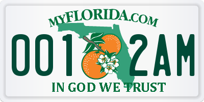 FL license plate 0012AM