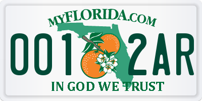 FL license plate 0012AR