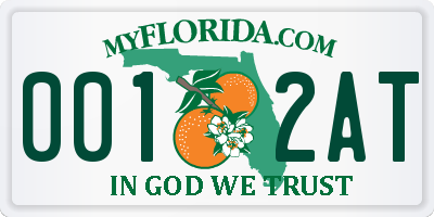 FL license plate 0012AT